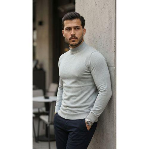 Erkek Yarım Balıkçı Yaka Pamuklu Triko