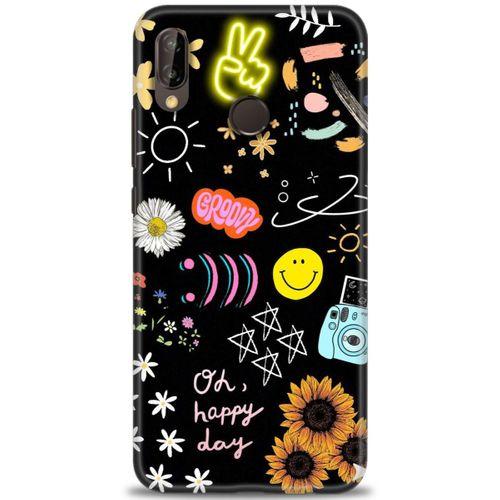 Huawei P20 Lite Kılıf HD Baskılı Kılıf - Happy Day + Tam Ekran Koruyucu