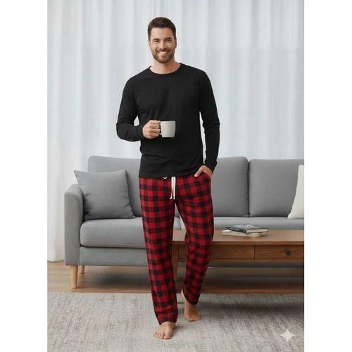 Pijalüx Tek Alt Ekose Kalın Poplin Kışlık Ev Pantalonu