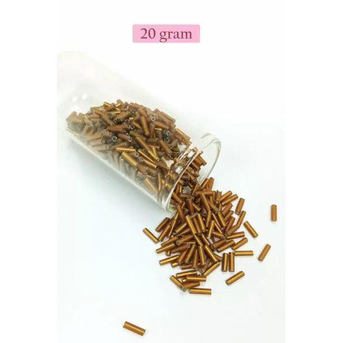 Uzun Boru Kesme Boncuk Çap 2mm Uzunluk 10 mm - 20 Gram - Gold - BNC248