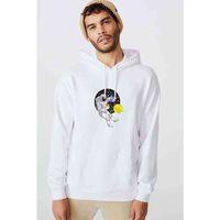 Black Haired Male Anime Character Astronaut Baskılı Beyaz Erkek Kapşonlu Sweatshirt