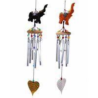 Üstü Ahşap Altı Metal Filli Rüzgar Çanı