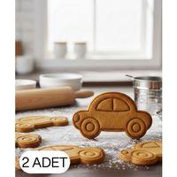 2Li Minik Araba Figürlü Kurabiye Kalıbı ve Hamur Kesici Şeker ve Oyun Hamuru İçin Tek Parça Kalıp