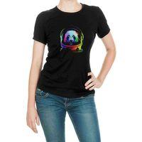 Uzaylı Panda Astronaut Panda Asronot Uzay Baskılı Siyah Kadın Tshirt
