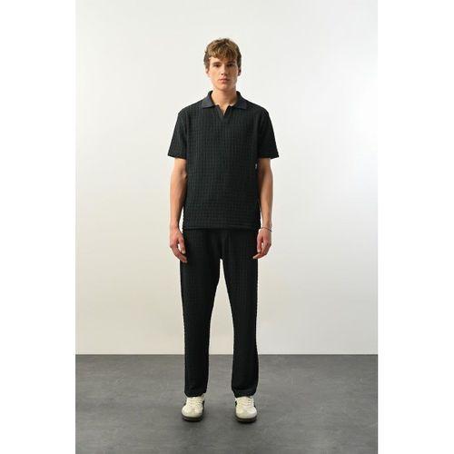 Premium Gölge Dokulu Polo Yaka Erkek T-Shirt - Petrol