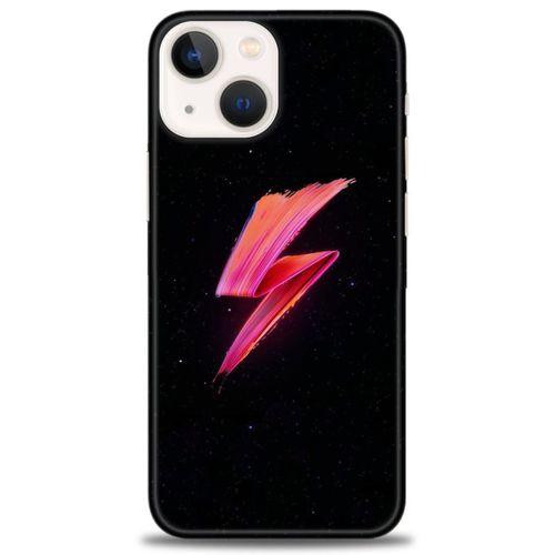 iPhone 13 Mini Kılıf HD Baskılı Kılıf - Pembe Şimşek + Tam Ekran Koruyucu