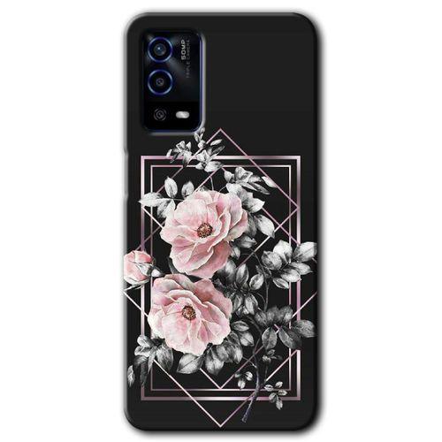 MRCİLETİSİM Oppo A55 Kılıf HD Desen Baskılı Arka Kapak + Temperli Cam - Retro Çiçek 1