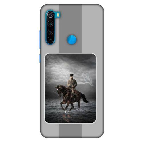Xiaomi Redmi Note 8 Kılıf Atatürk (39) Liquid Crystal Kılıf Gri Şerit