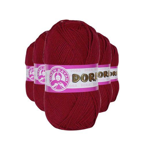 5 Adet Dora El Örgü İpi Yünü 100 gr 034 Koyu Kırmızı