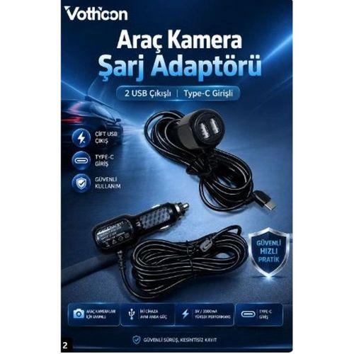 Araç Kamera Şarj Adaptörü 2 Usb’li Type-c Girişli 3.5 Metre Kablo Uzunluğu(ürün Kamera Değildir)