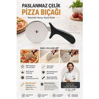 Profesyonel Tekerlekli Pizza Bıçağı 18/10 Paslanmaz Çelik Hamur Kesici Rulet Çelik Keskin Pizza Dilimleyici 723467