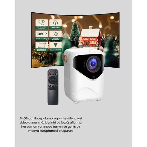 Mini Akıllı Projektör – 1080p Full Hd, 64gb Depolama, 2gb Ram, Uzaktan Kumanda Destekli