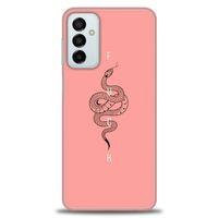 Samsung Galaxy M23 Kılıf HD Baskılı Kılıf - Pembe Yılan + Tam Ekran Koruyucu