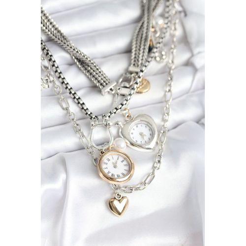 Otantik Gümüş Renk Kadın Kolye Kombini