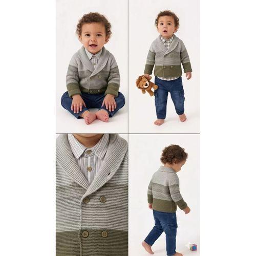 6/24 Ay Triko Hırkalı Tişörtlü 4 Parça Bebek Takımı