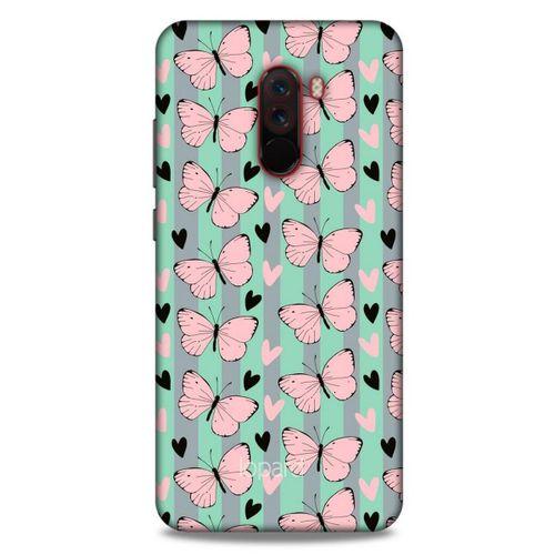 Xiaomi Pocophone F1 Kılıf Kelebek Etkisi (43) Thin Fit Kılıf Kahve Yeşil