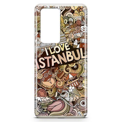 Huawei P40 Pro Kılıf İstanbul Doodle Arka Kapak Koruma Desenli Full Koruyucu