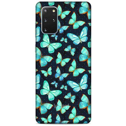 Samsung Galaxy S20 Plus Kılıf Kelebek Etkisi (12) Koruyucu Silikon Beyaz Mavi