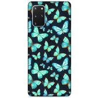 Samsung Galaxy S20 Plus Kılıf Kelebek Etkisi (12) Koruyucu Silikon Beyaz Mavi