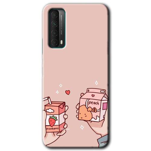 Huawei P Smart 2021 Kılıf Baskılı Kapak - Meyveli Süt + 5D Tam Kaplayan Cam