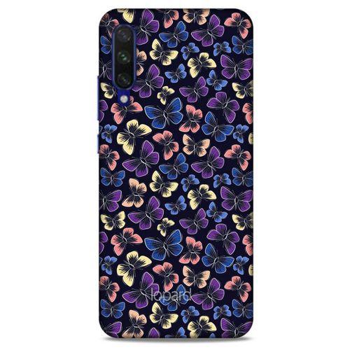 Xiaomi Mi A3 Kılıf Kelebek Etkisi (20) Koruyucu Kılıf Fuşya Mavi