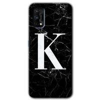 Realme 7 Pro Kılıf HD Desen Baskılı Arka Kapak - Siyah Mermer Desenli K Harfi