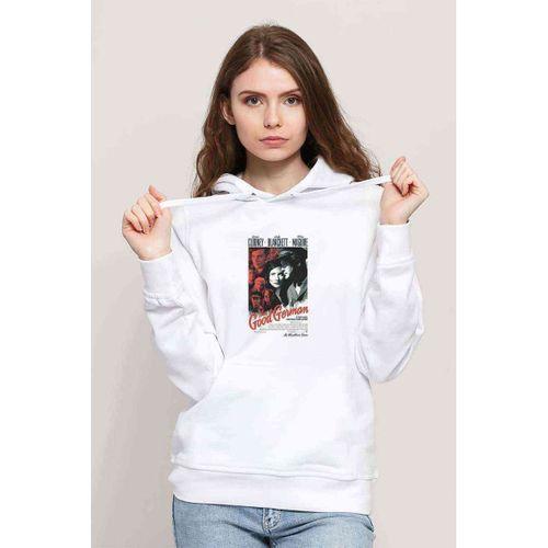Movieposter Baskılı Beyaz Kadın Kapşonlu Sweatshirt