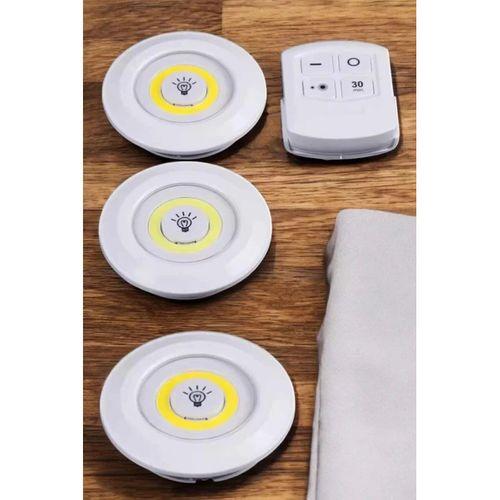 Led Lamba 3'lü Uzaktan Kumandalı Yapışkanlı Beyaz Işık
