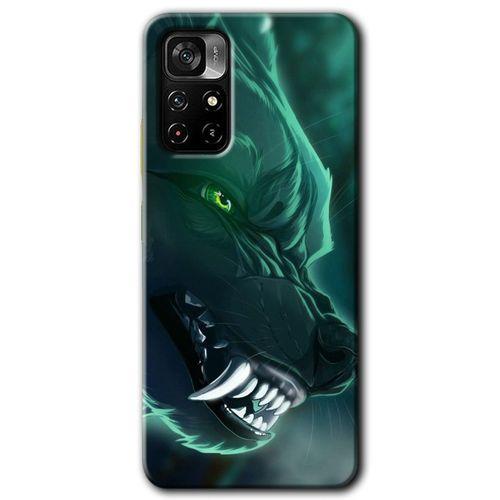 MRCİLETİSİM Xiaomi Redmi Note 11T Kılıf HD Desen Baskılı Arka Kapak + Temperli Cam - Yeşil Kurt
