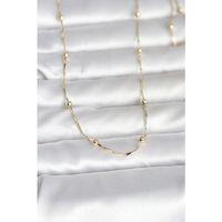 CM 14K Gold Renk Kesme Çubuk Zincir Topçuklu Model 60 cm Kadın Kolye