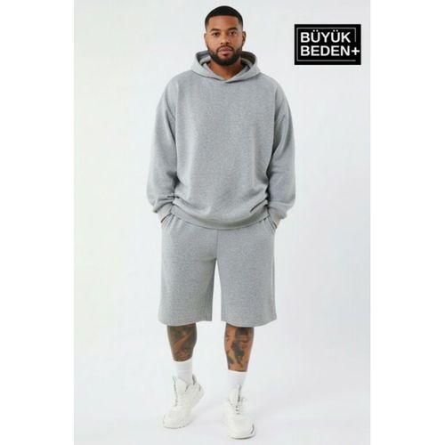 Erkek Büyük Beden Kapşonlu ince Sweatshirt SPR24BSW57