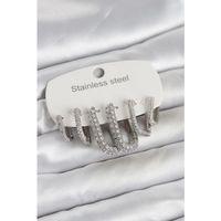 316L Çelik Gold Renk 6'lı Set Zirkon Taşlı Kadın Küpe