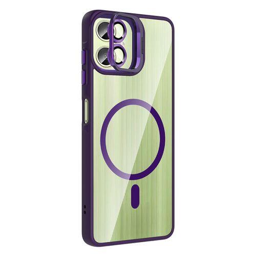 Galaxy A06 Kılıf Standlı ve Kamera Lens Hediyeli M-Safe Şarj Özellikli Zore Etro Kapak