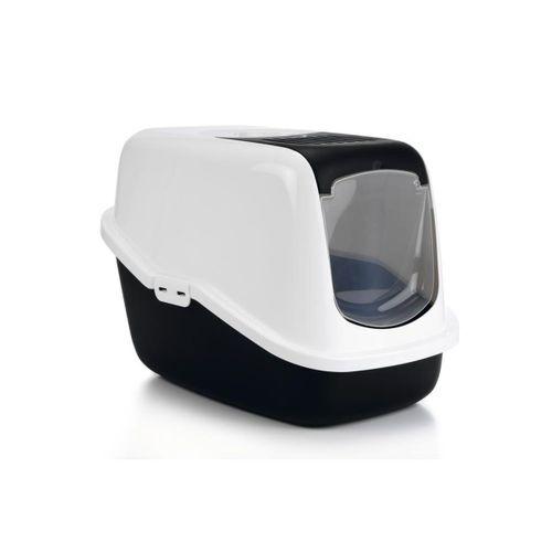 Beeztees Kapalı Kedi Tuvaleti, Koku Filtreli, Siyah Beyaz, 56x39x39cm