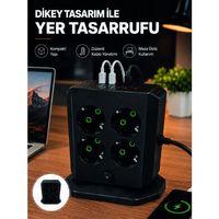 Dikey Priz Kulesi 8 Ac Priz 4 Usb 2 Type-c Çocuk Korumalı Güç Dağıtıcı