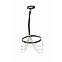 Siyah Kadın Kemer Zincir Detaylı Deri Vücut Aksesuarı - Brf1086