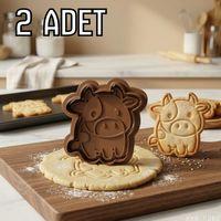 2Li Sevimli İnek Figürlü Hamur Şekillendirici Kurabiye Kalıbı Oyun Hamuru Kalıbı 8 cm