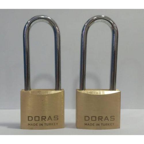 Doras Ersa 2'li Set Uzun Kanca Pas Pirinç Asma Kilit 40 Mm