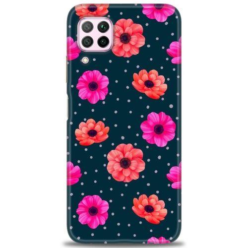 Huawei P40 Lite Kılıf HD Baskılı Kılıf - Puantiye ve Çiçekler + Tam Ekran Koruyucu
