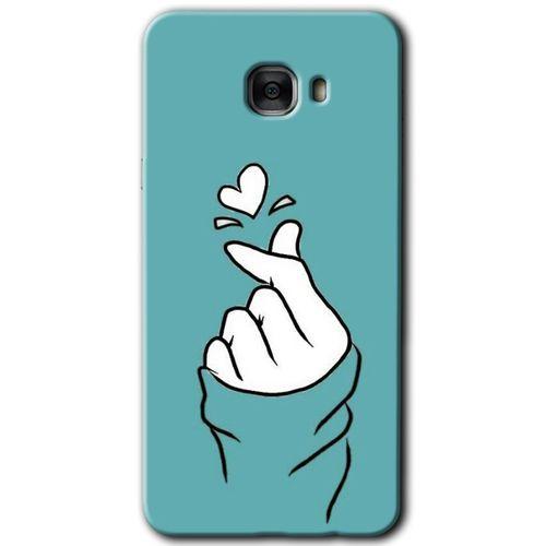 MRCİLETİSİM MRCİLETİSİM Samsung Galaxy C7 Pro Kılıf HD Desen Baskılı Arka Kapak + Temperli Cam - Mutluluk