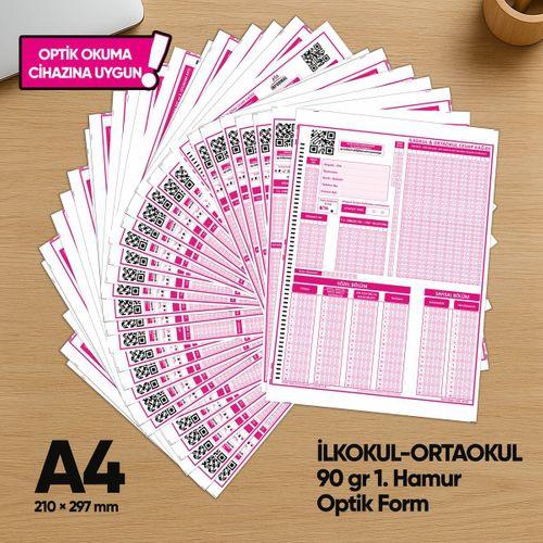 İlkokul-Ortaokul Deneme Sınavları İçin 500 Adet (90 GR) Optik Form - Optik Okuma Uyumlu