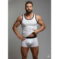 Erkek Beyaz Tank Top Boxer Takım