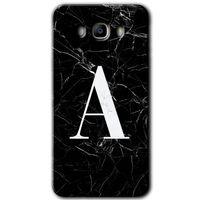 MRCİLETİSİM MRCİLETİSİM Samsung Galaxy J7 2016 Kılıf HD Desen Baskı Arka Kapak + Temperli Cam - Siyah Mermer Desenli A Harf