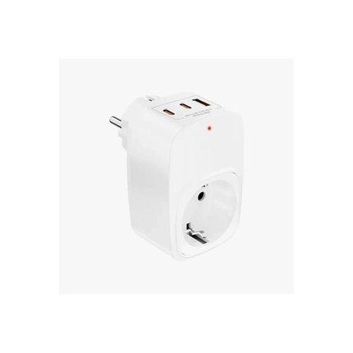 Tekli Yüksek Voltaj Korumalı Duvar Prizi 2x Type-c 1x Usb Çıkışlı Priz Grup Priz Çoğaltıcı Beyaz
