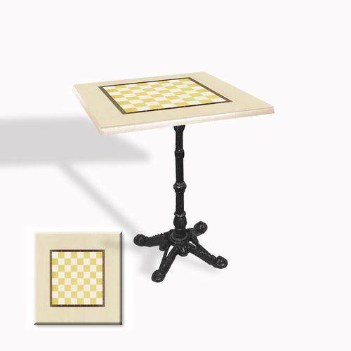 Dockers Çipa 1002 Döküm Ayak Kare Masa 70X70 cm - (Werzalit, Wermodin ve Allzalit Tabla) - Krem Satranç