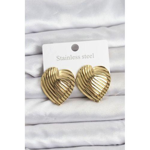 316L Çelik Gold Renk Kalp Model Kadın Küpe