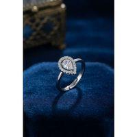 Ayarlamalı Silver Renk Metal Zirkon ve Kristal Taşlı Damla Model Yüzük