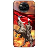 Xiaomi Redmi Poco X3 Kılıf Atatürk (47) Crystal Flex Kılıf Kızıl Bulut