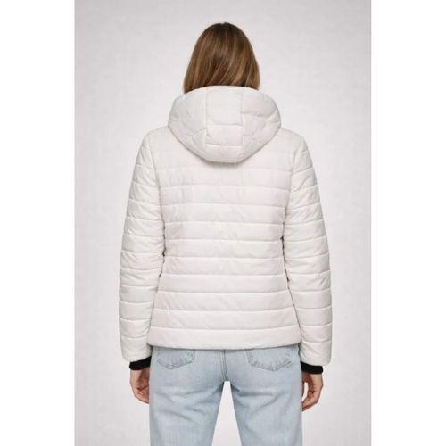 Şişme Kapüşonlu Fermuarlı Mont Su Itici Kapitone Astarlı Kumaş Cepli Kışlık Rahat Kalıp - Krem