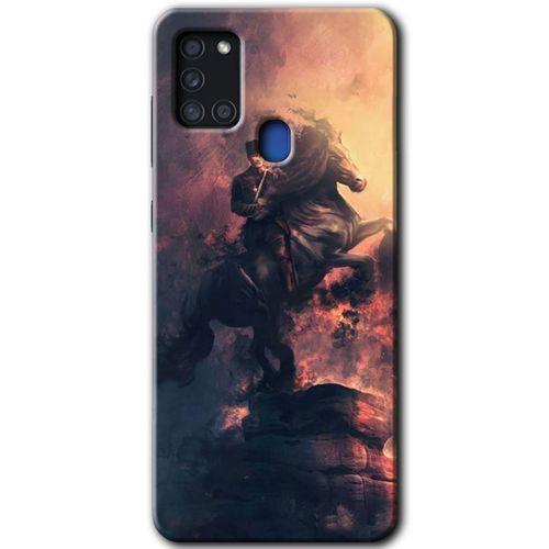 MRCİLETİSİM Samsung Galaxy A21s Kılıf Baskılı Kapak - Atatürk Portre + 5D Tam Kaplayan Cam